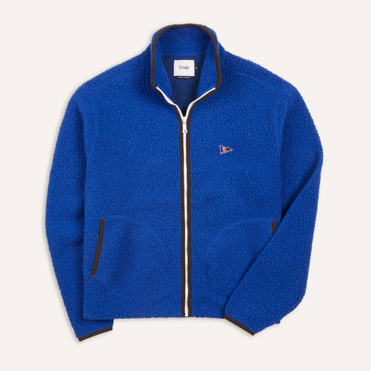 Boucle Wool Zip Fleece Jacket in Blue