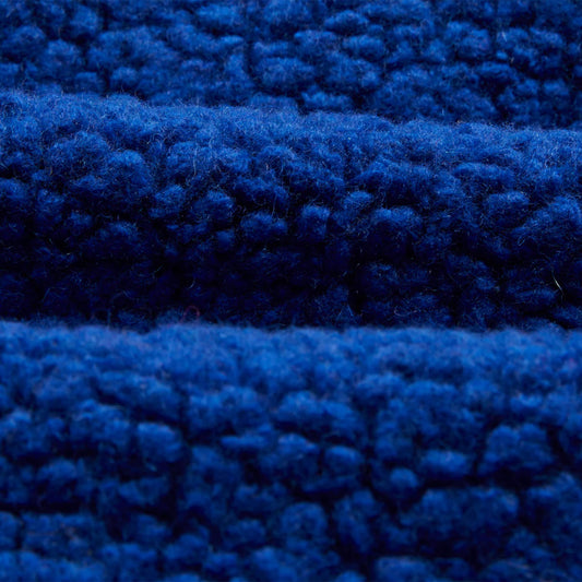 Boucle Wool Zip Fleece Jacket in Blue