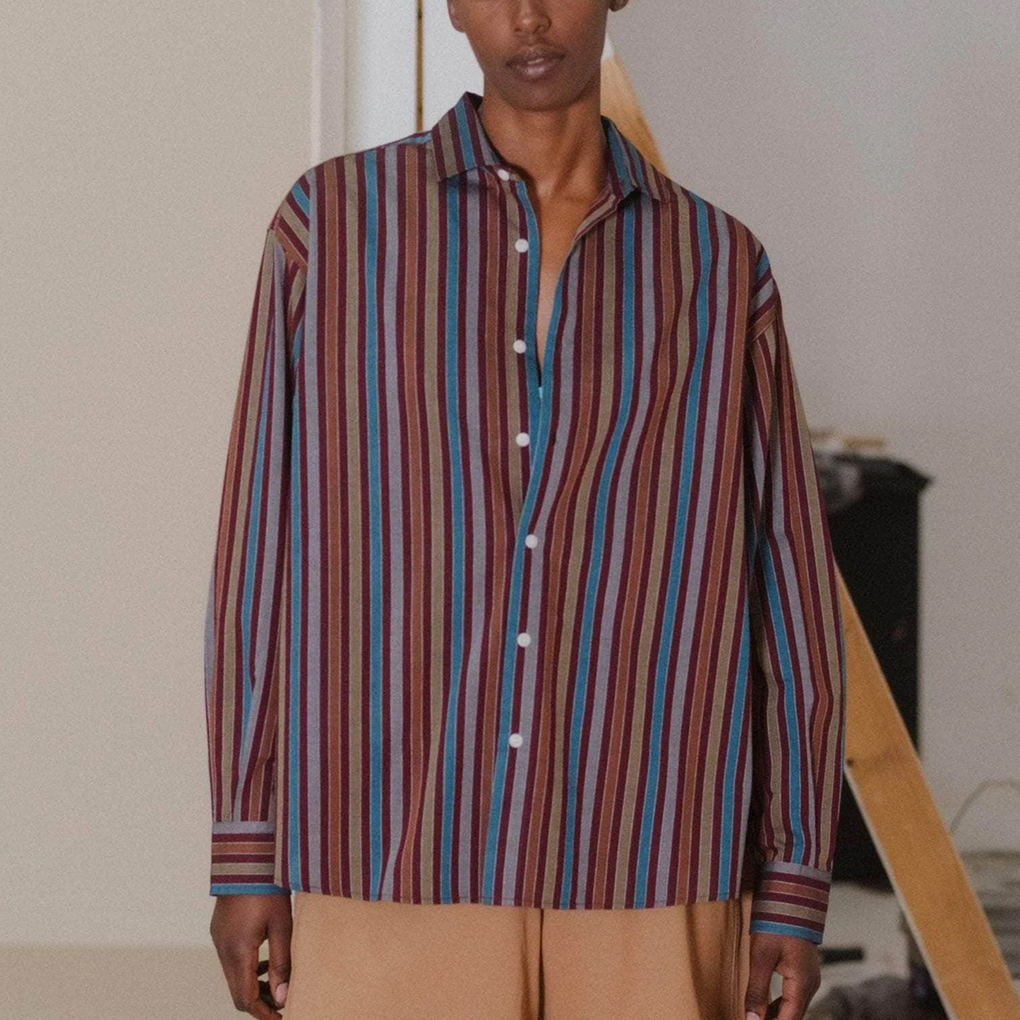 Claude Shirt in Maroon Multi Stripe