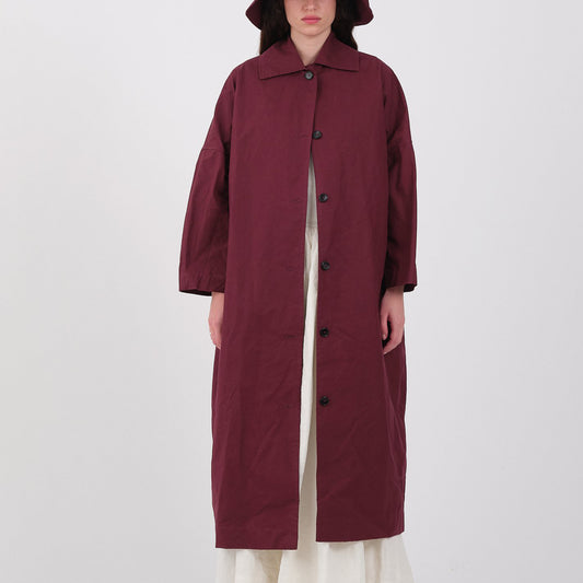 British Dry Oilskin Faro Mac in Burgundy