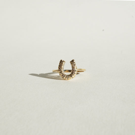 14k Pave Diamond Horseshoe Ring