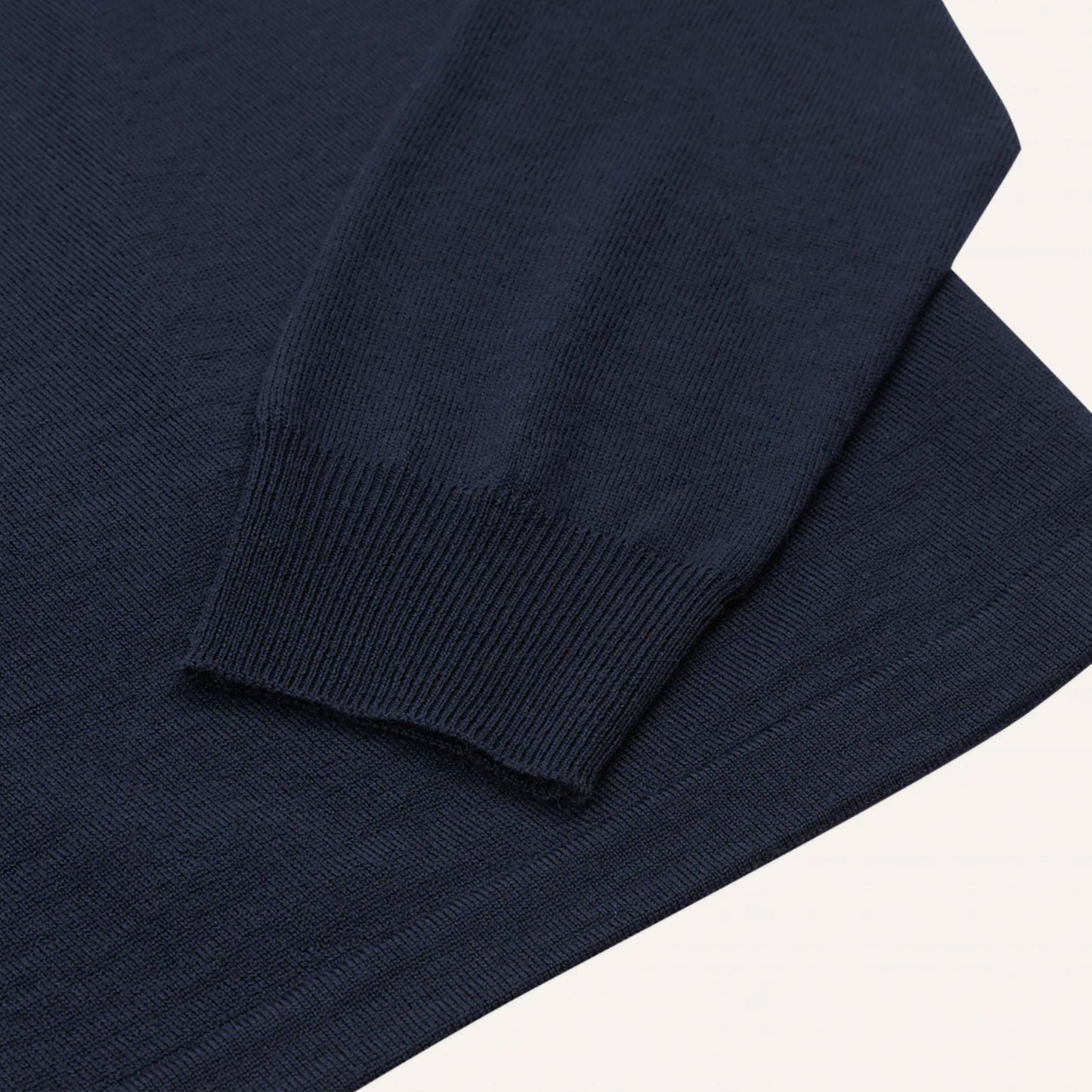 Merino Wool Knitted Rugby Shirt in Navy