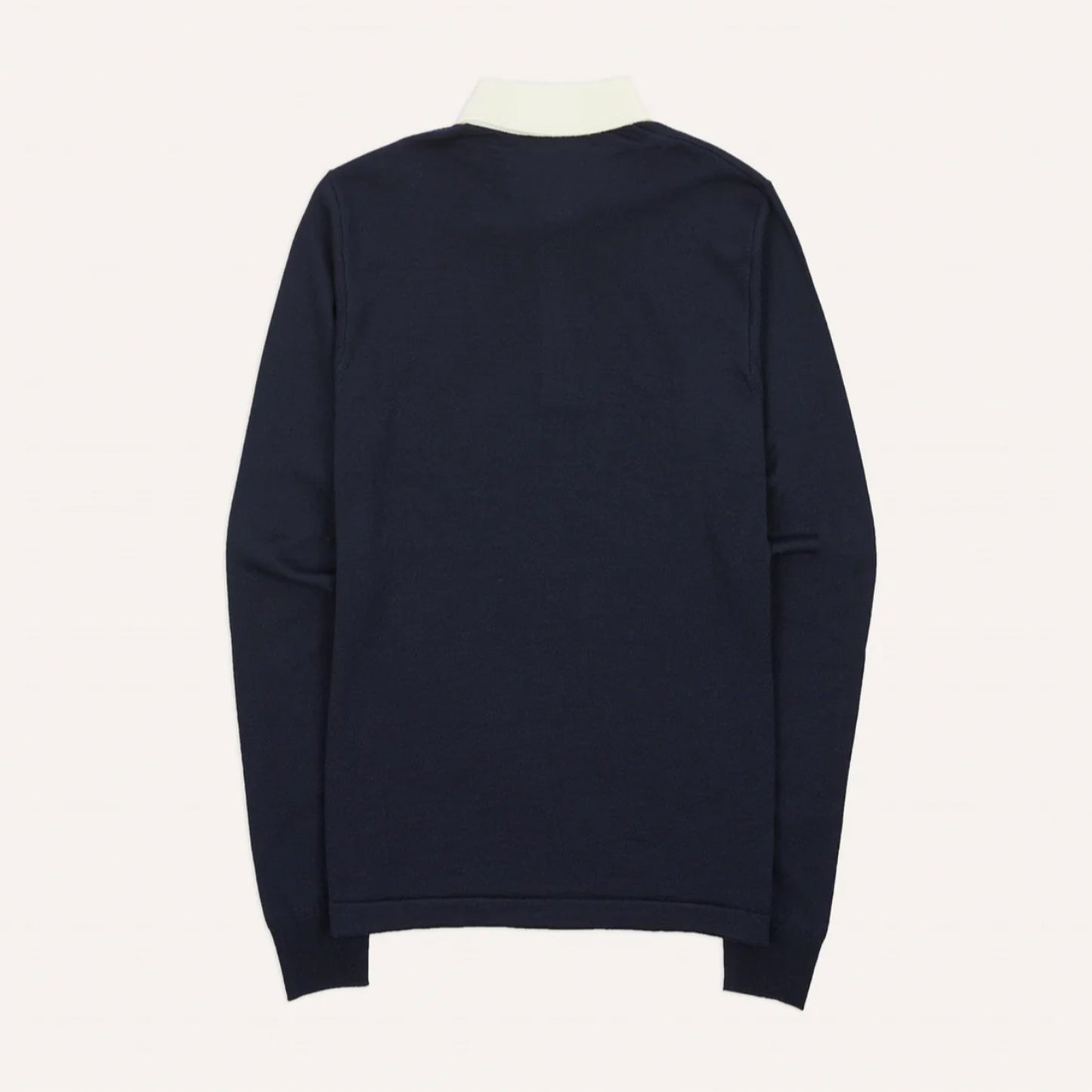 Merino Wool Knitted Rugby Shirt in Navy