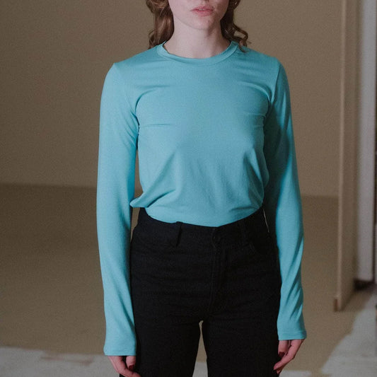 Long Sleeve Tee in Charles Turquoise