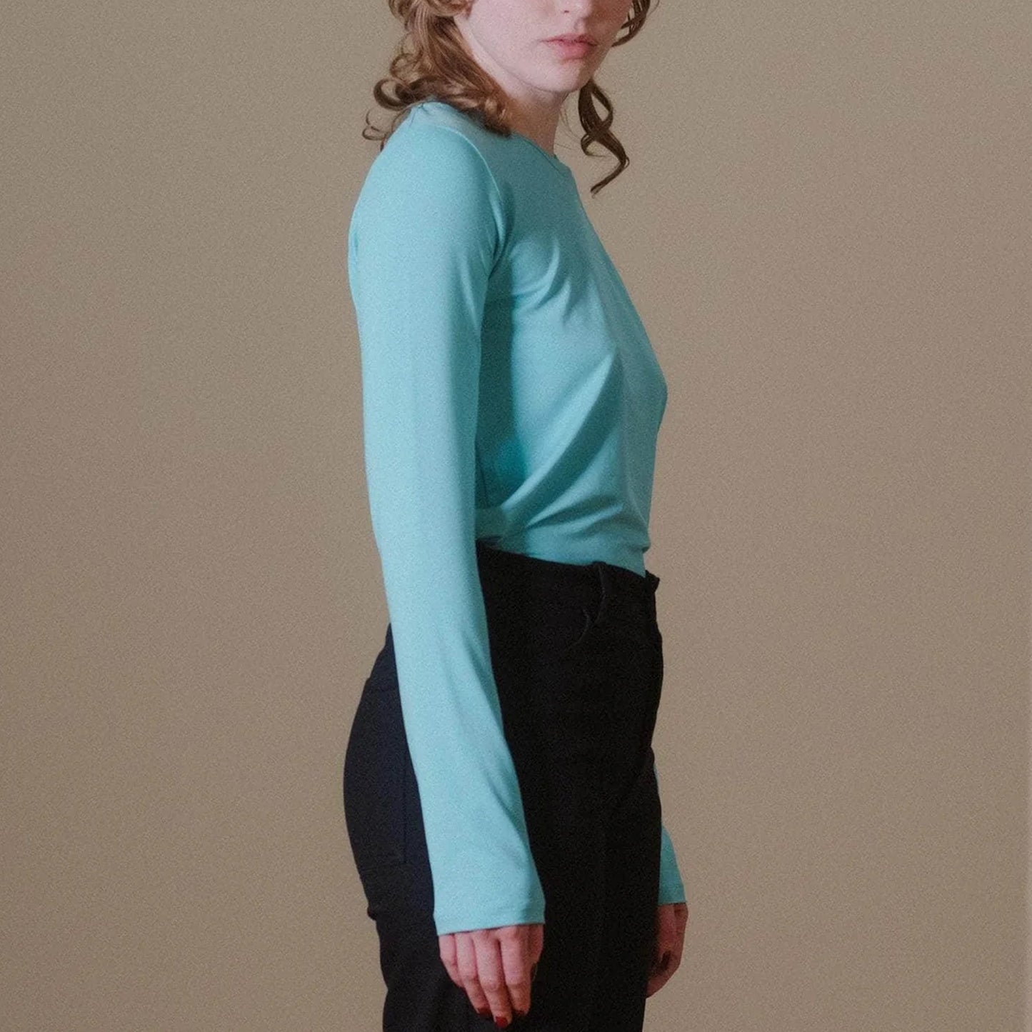 Long Sleeve Tee in Charles Turquoise