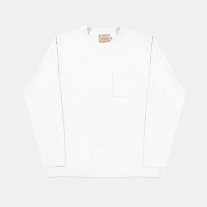 Heavy Duty Long Sleeve Pocket Tee in White