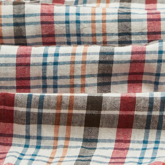 Madras Check Cotton Button-Down Shirt in Red and Black