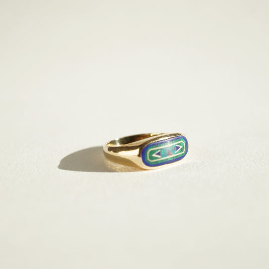 14k Intarsia Inlay Signet