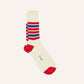 Striped Sport Sock in Ecru & Red