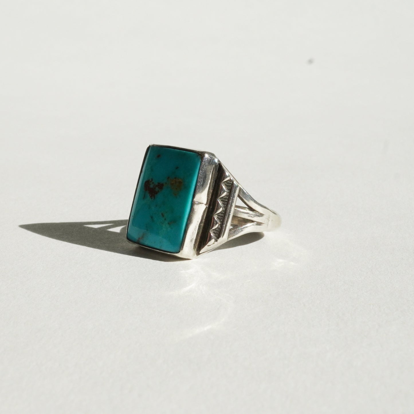 Vintage Square Cut Southwestern Turquoise Ring