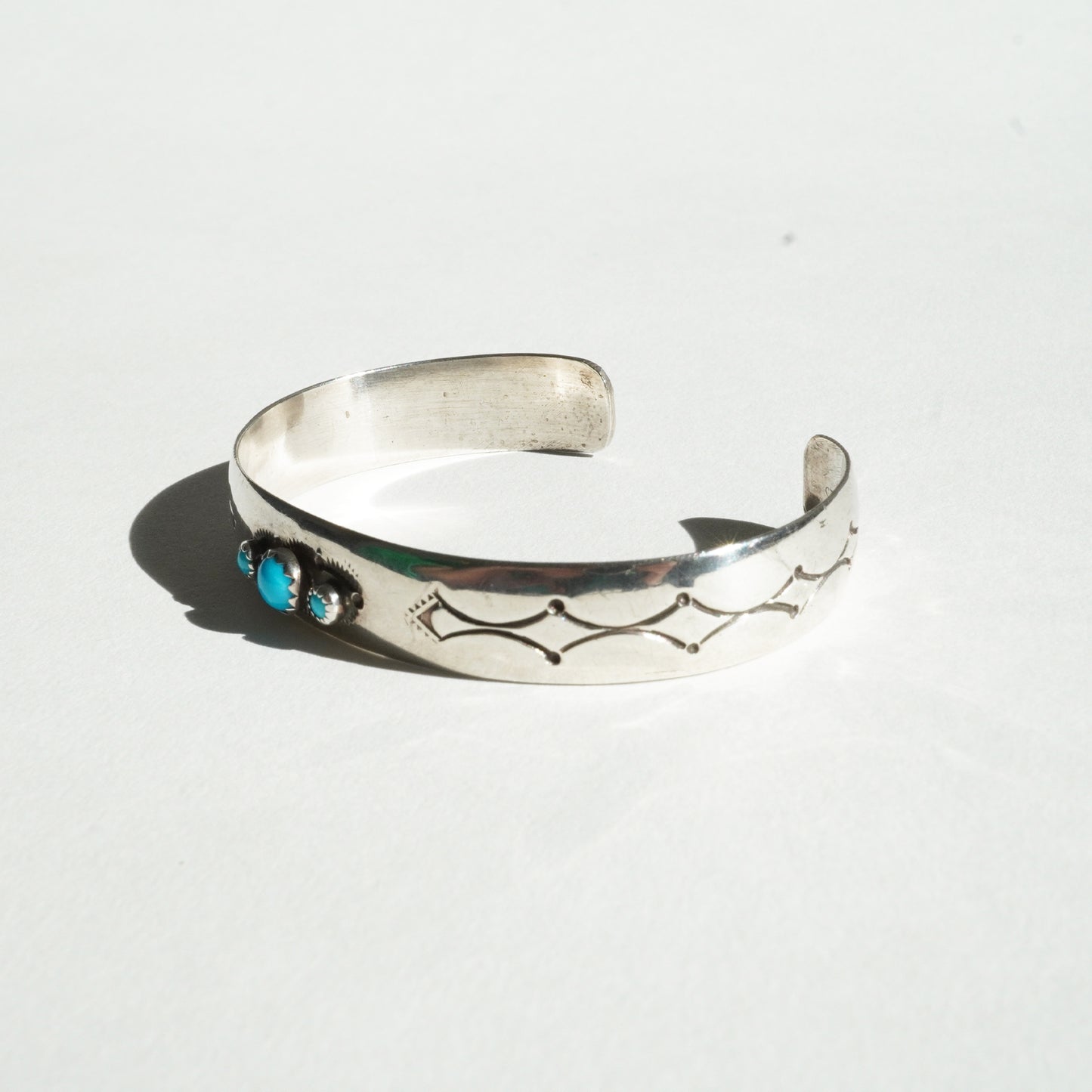 Stamped Triplet Turquoise Cuff