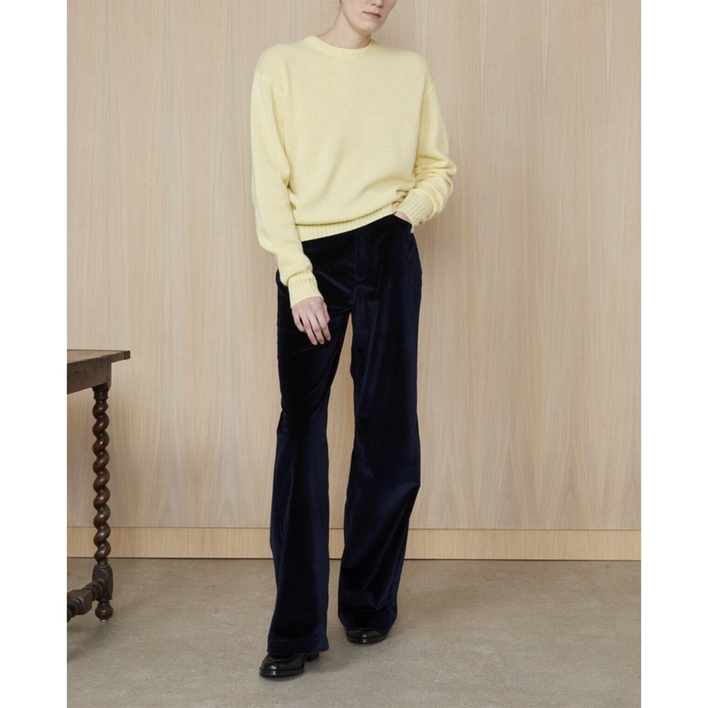 Thea Italian Wool Cashmere Sweater in Yellow