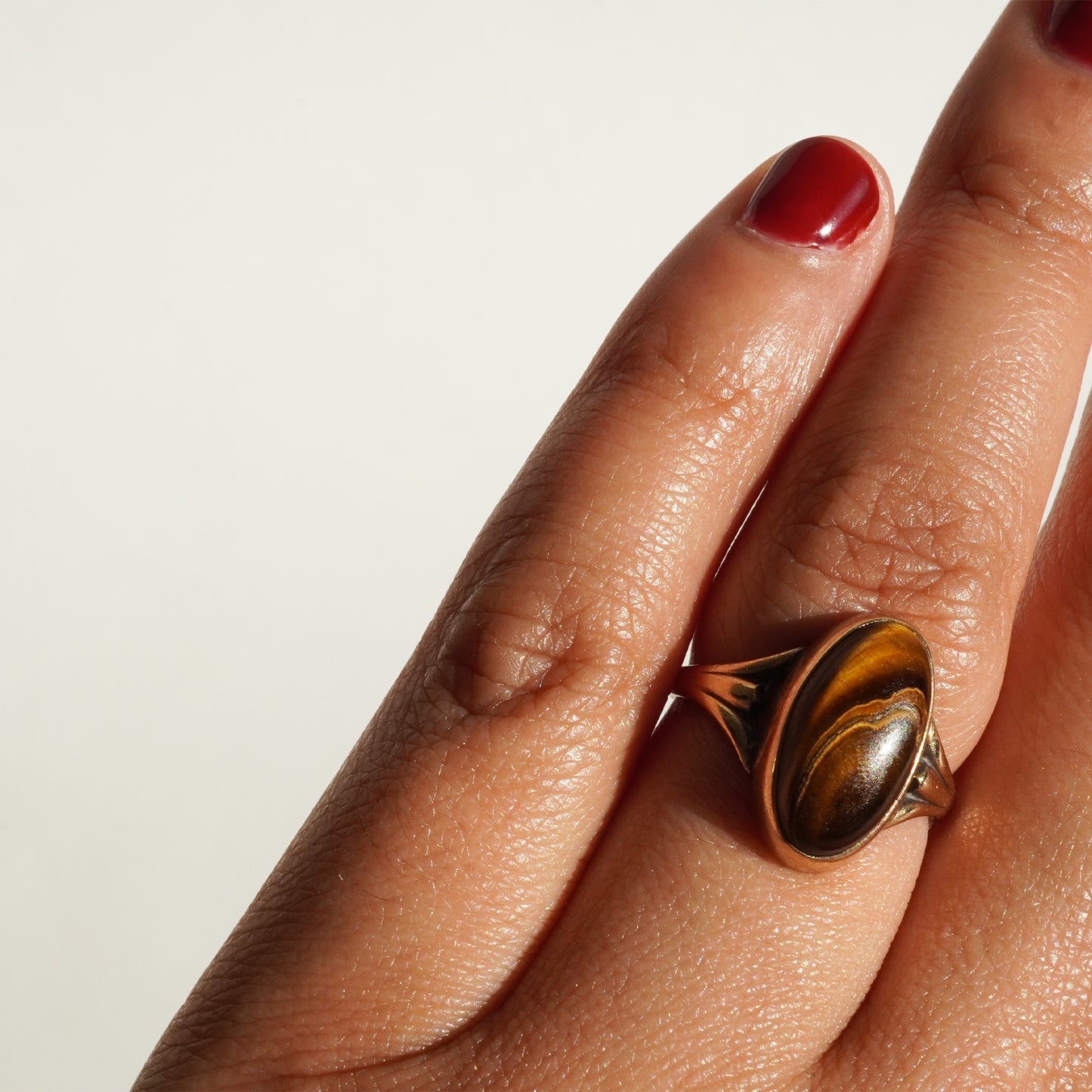 10k Rose Gold Tigers Eye Ring