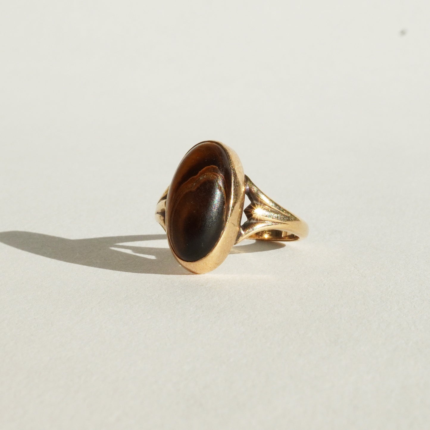 10k Rose Gold Tigers Eye Ring