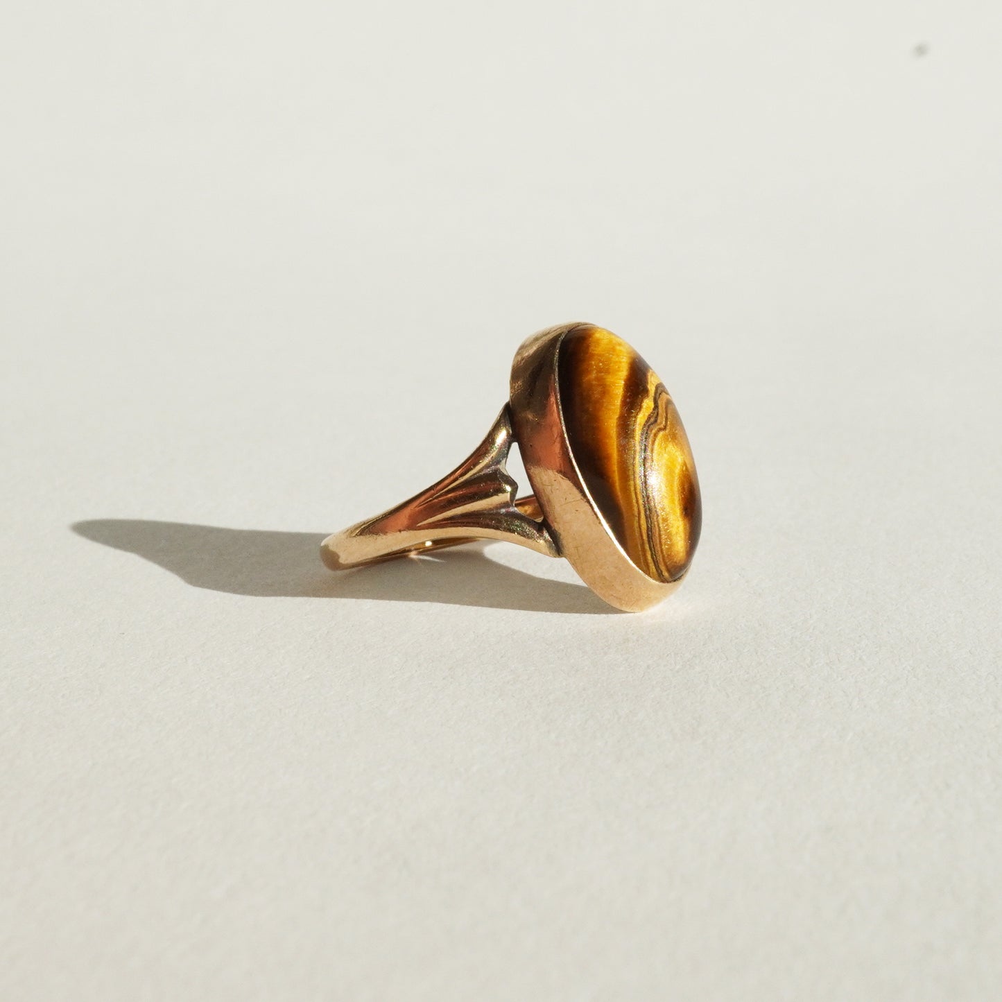 10k Rose Gold Tigers Eye Ring