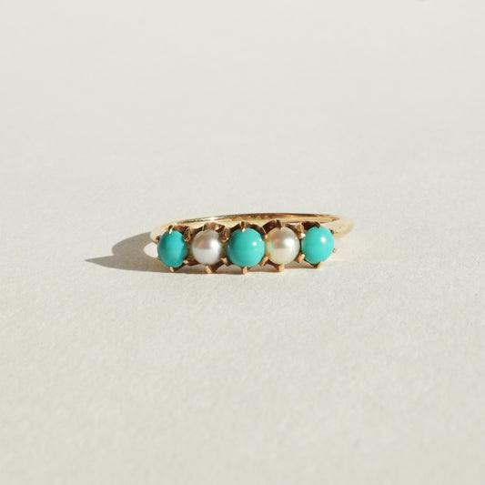 Victorian 14k Turquoise & Pearl Ring