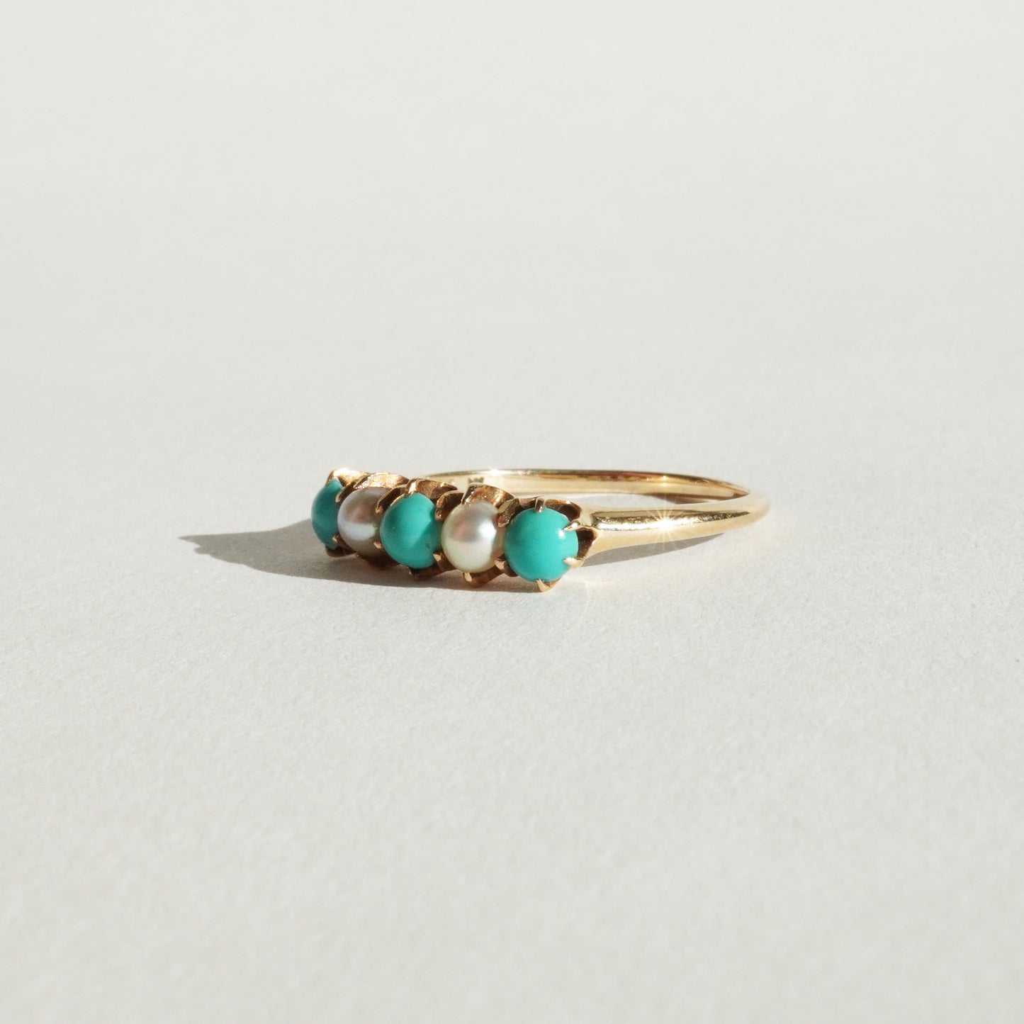 Victorian 14k Turquoise & Pearl Ring