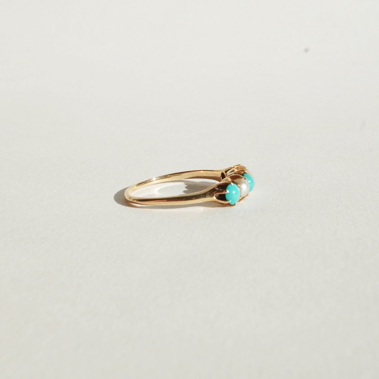 Victorian 14k Turquoise & Pearl Ring