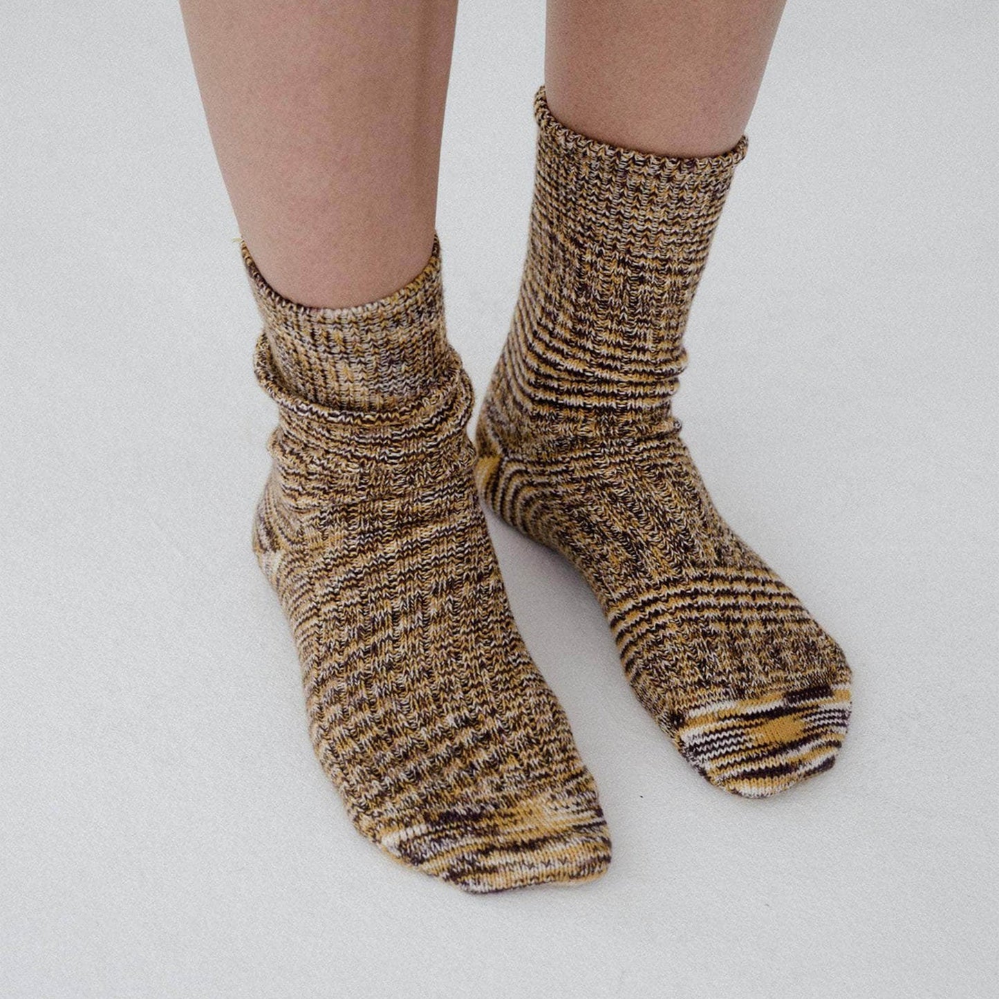 Twisted Over Ankle Sock in Brown Multi