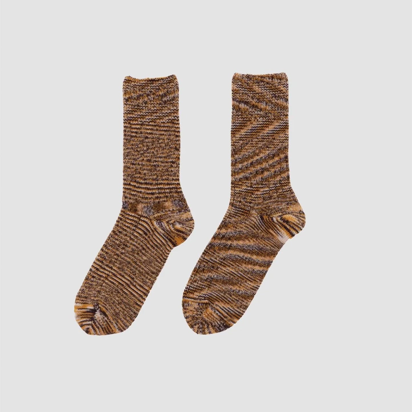 Twisted Over Ankle Sock in Brown Multi