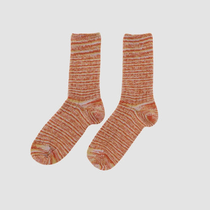 Twisted Over Ankle Sock in Orange Multi